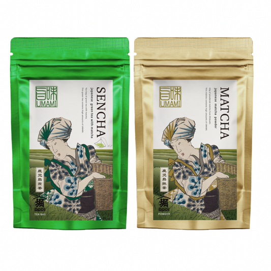 和風デザイン　お土産用　上級抹茶／上級煎茶ティーバッグ